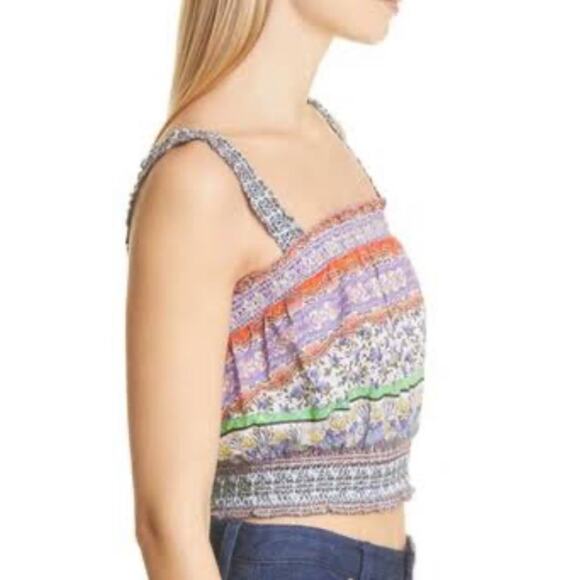 Alice + Olivia Lois Printed Smocked Crop TopIn Ritzymulti Size L NWT - Picture 6 of 11
